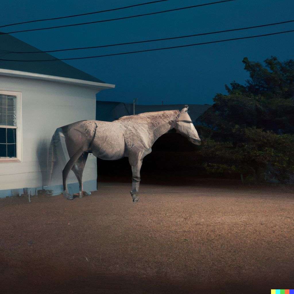 a horse, photograph taken by Gregory Crewdson